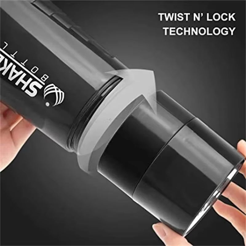1Pc Portable Protein Shaker Cup with Powder Storage Container 500Ml Mixer Cup Gym Sport Water Bottles with Wire Whisk Ball
